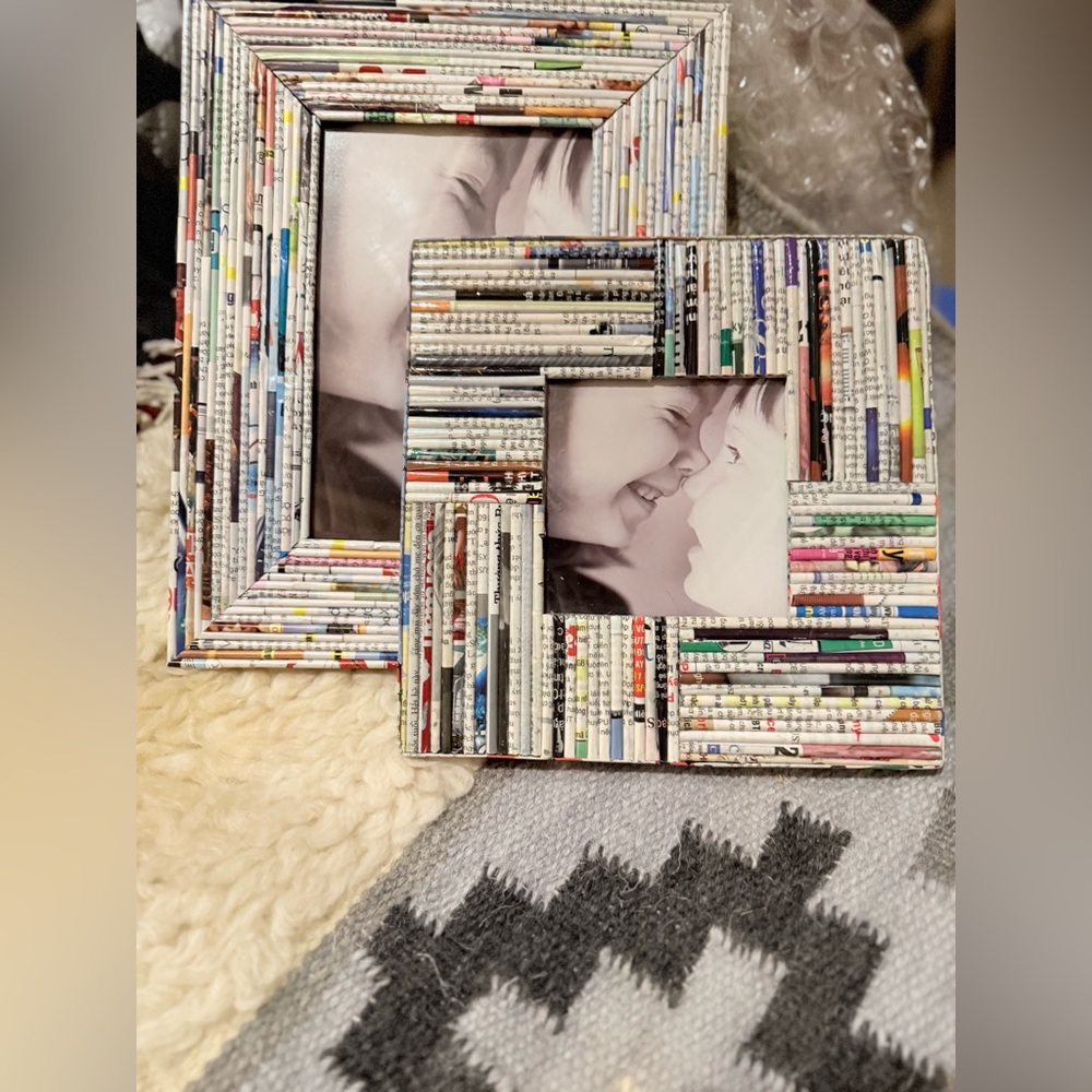 New Set of 2 Recycled Magazines Picture Frames from TJMAXX, Sm- 4x4” & Lg- 5x7”